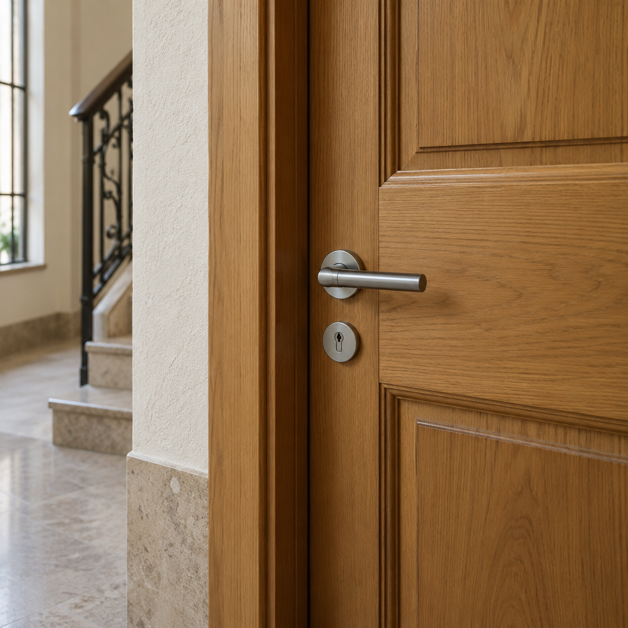 Imagen ilustrativa de puerta de vivienda y cerradura